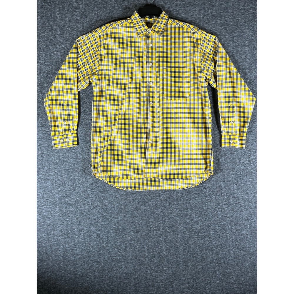 BKE‎ Resistance Strength Mens Large Yellow Plaid Button Down Shirt Long Sleeve L